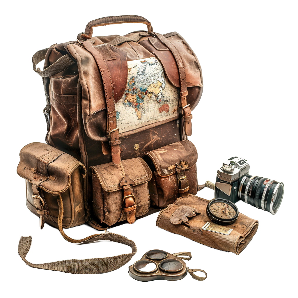 Adventure realistic stock photography white background Adventurer's Satchel PNG