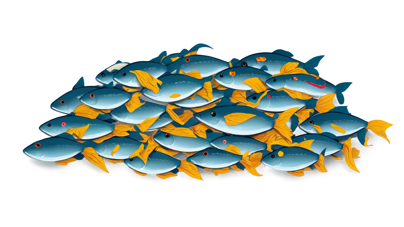 AlbedoBase XL A very big pile of fish 2d cartoon 5