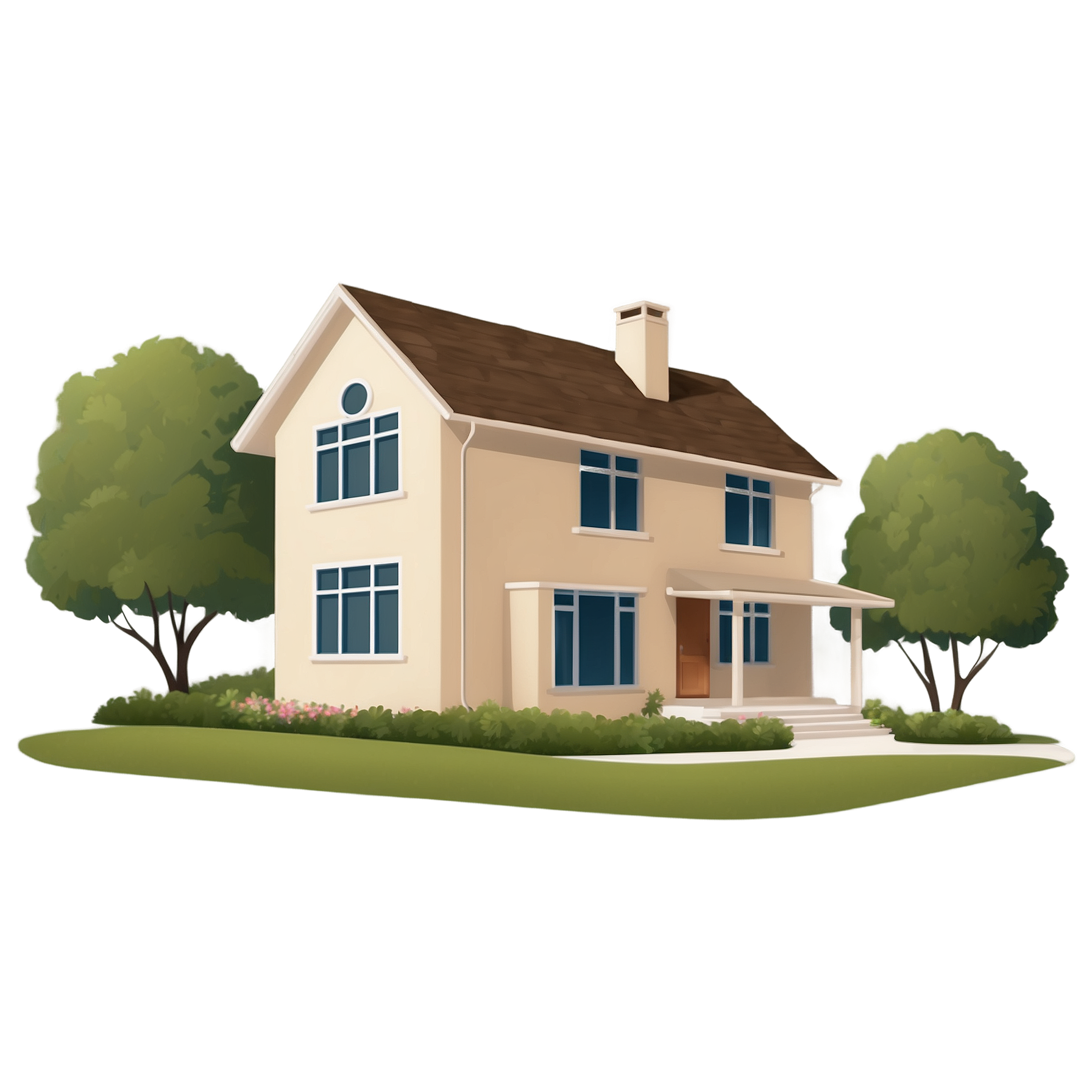 AlbedoBase XL beige house with manicured lawn No shadow full 6