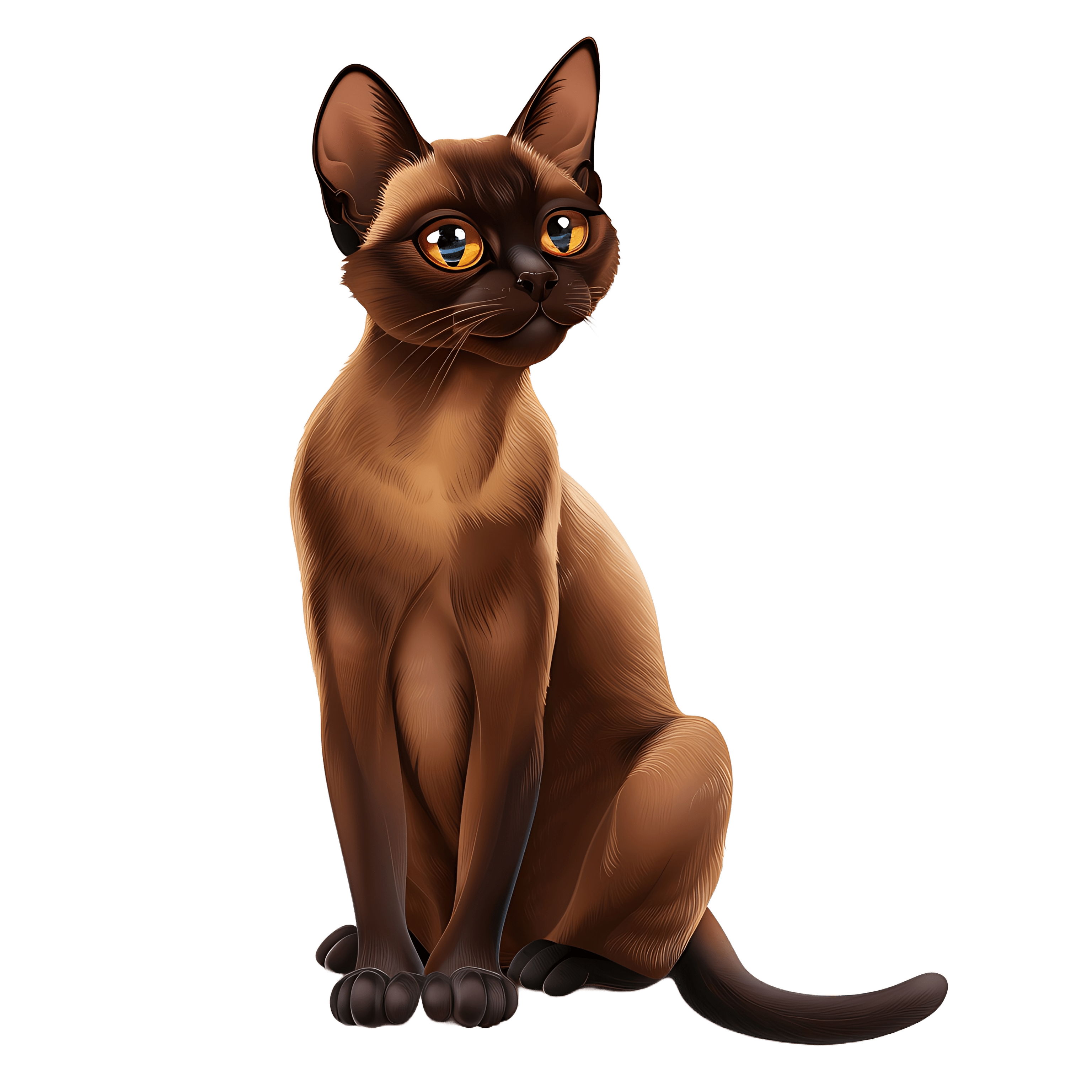 premiumplan Burmese cat realistic 2d cartoon on white backgroun a0f3bf26 37c5 4f26 9bea edfba3d849be