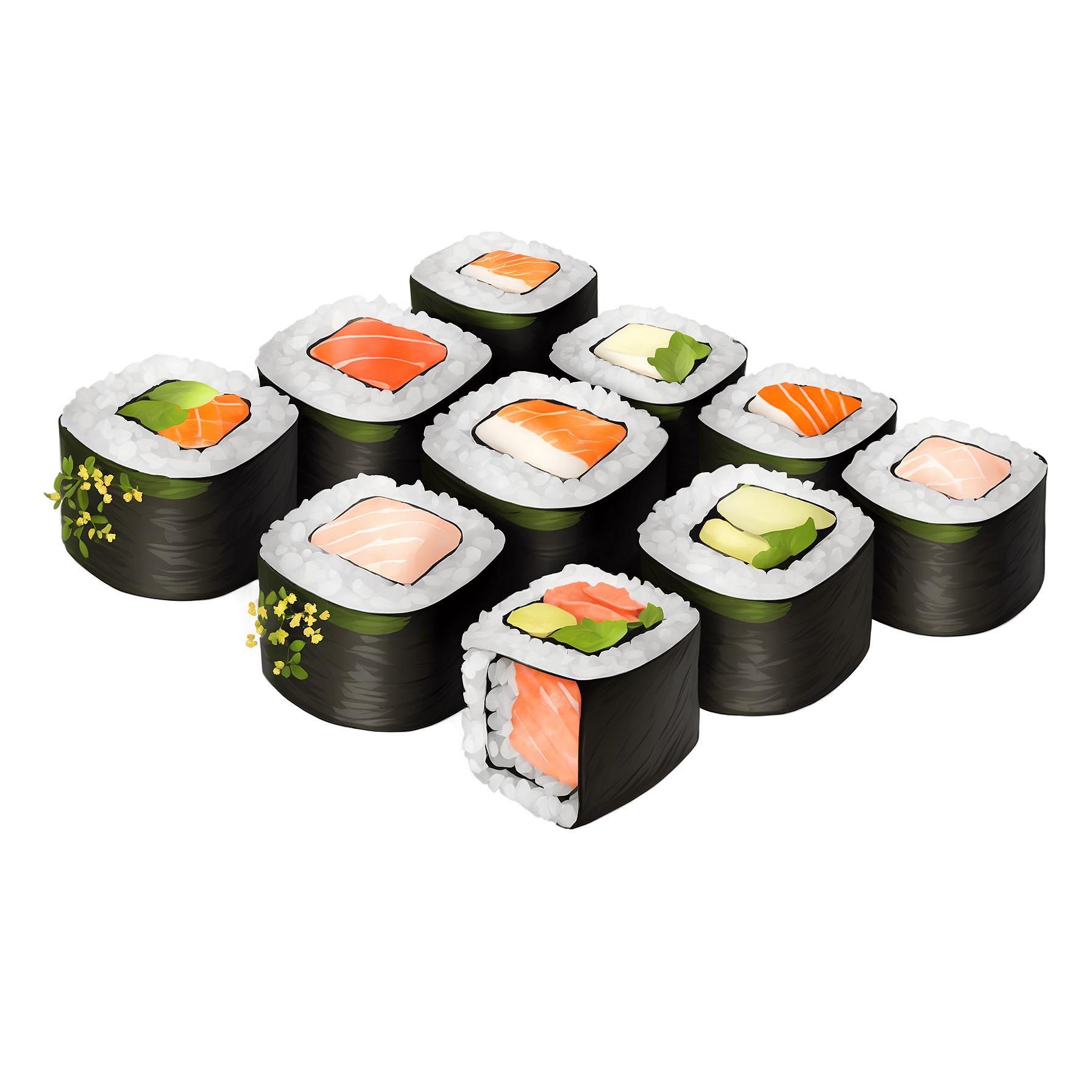 Graphic Design Sushi Roll full details or high quality 4k rea 0
