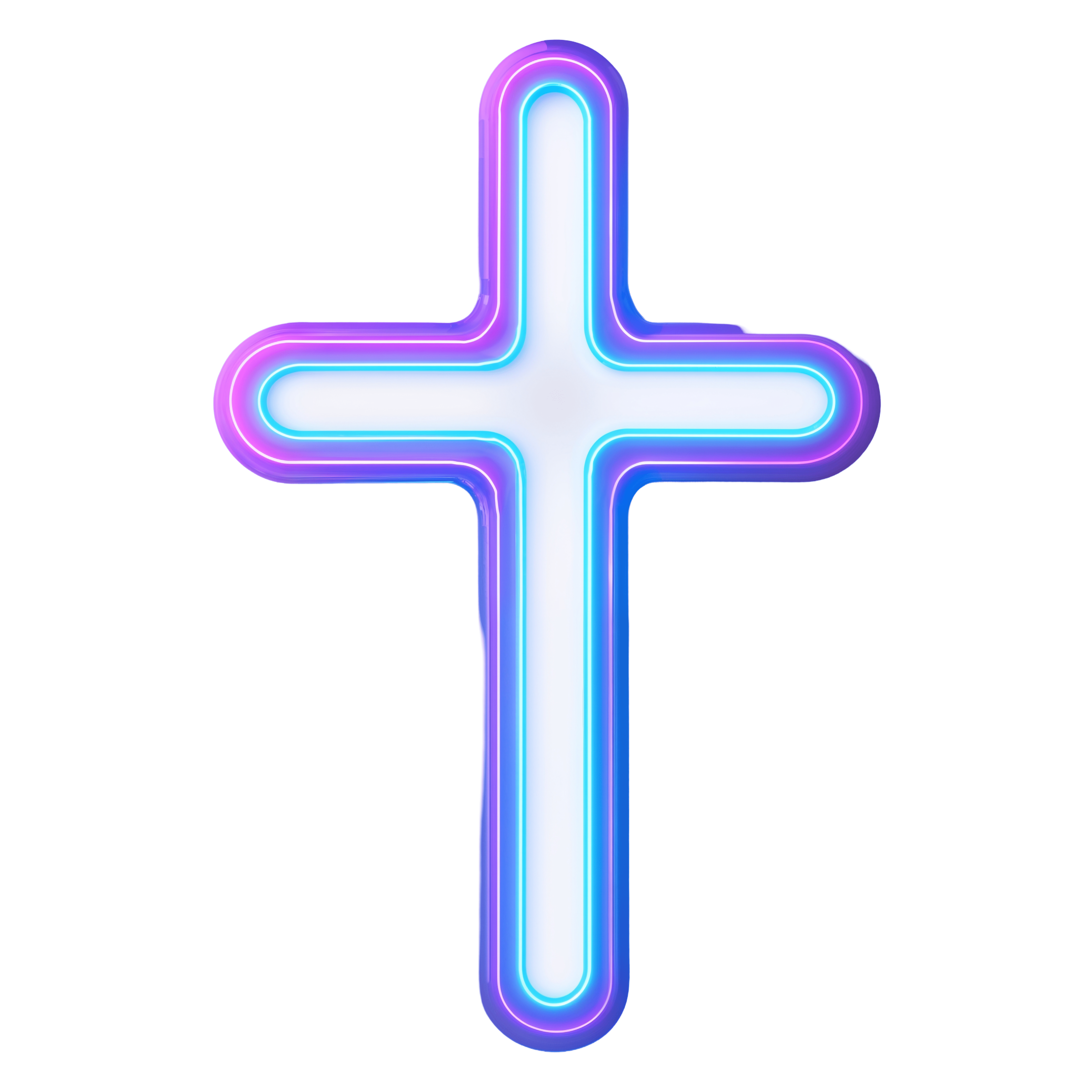 Cross Glowing Neon PNG Free Download Transparent Background