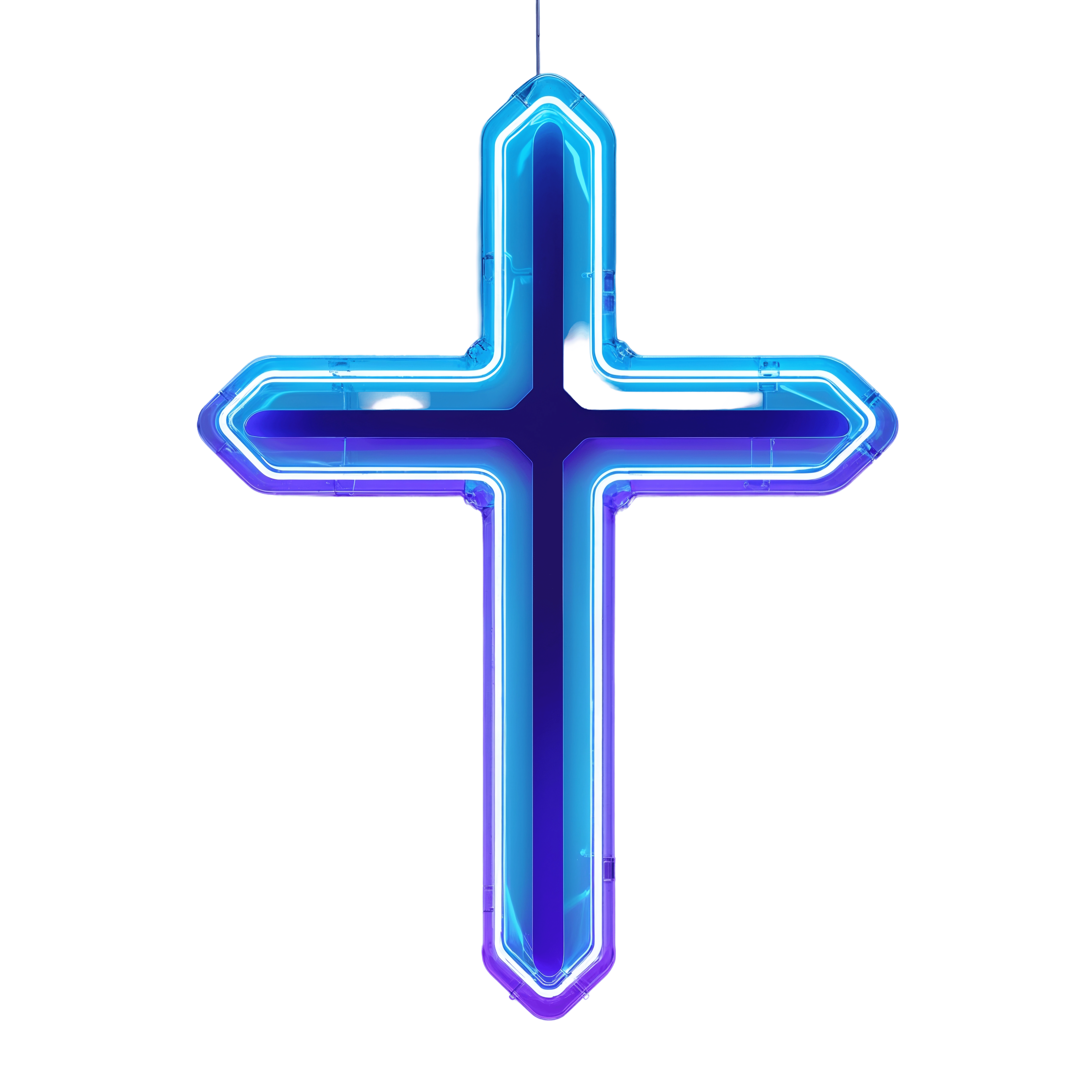 Cross Glowing Neon PNG Image High-Quality Transparent Clipart