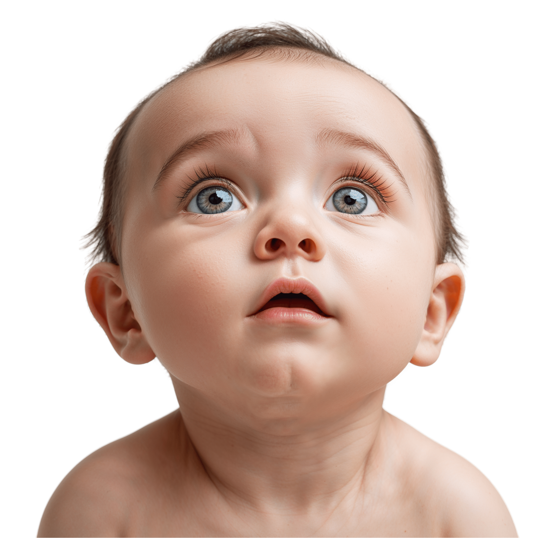 Leonardo Phoenix 10 Baby PNG curious baby looking up isolated 2