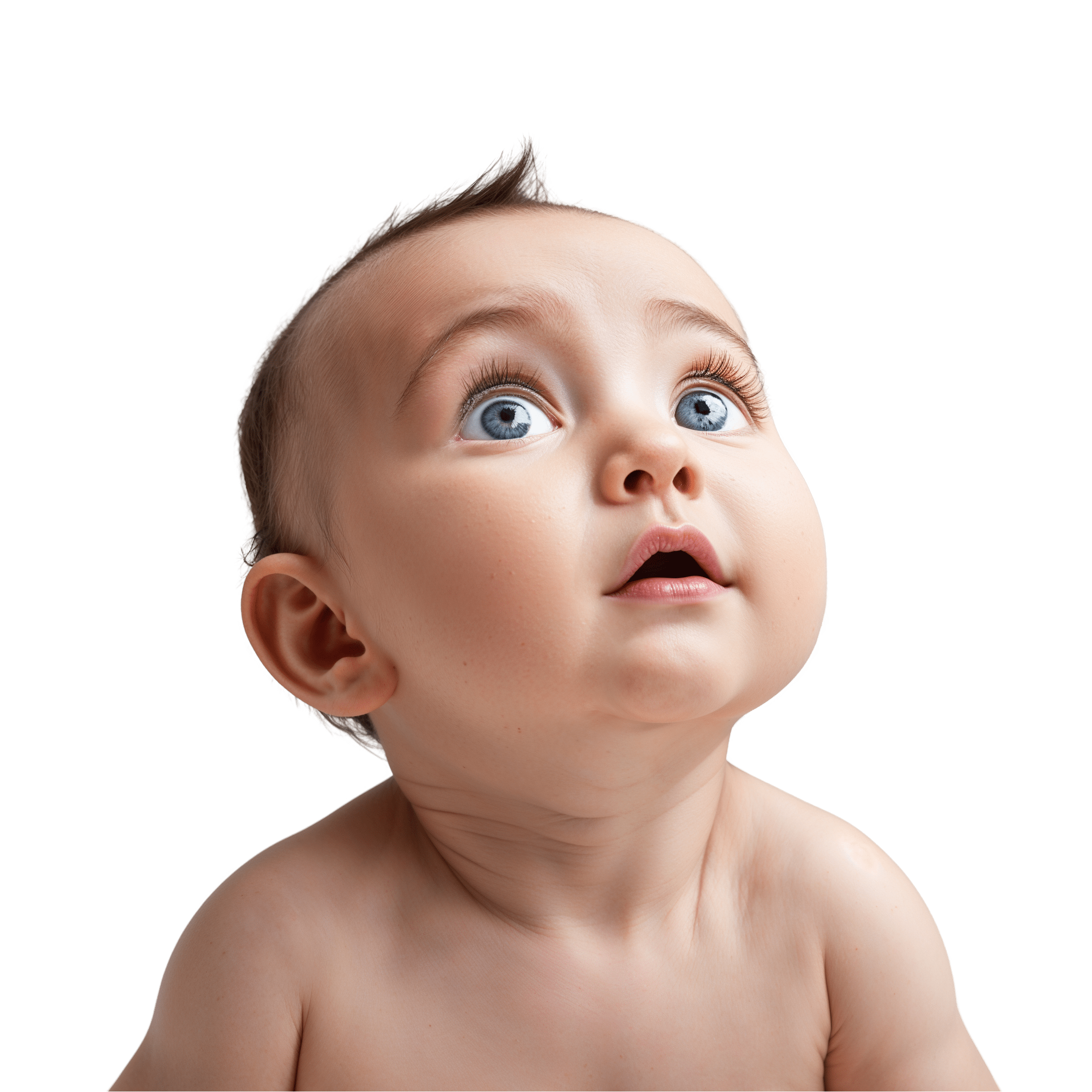 Leonardo Phoenix 10 Baby PNG curious baby looking up isolated 3