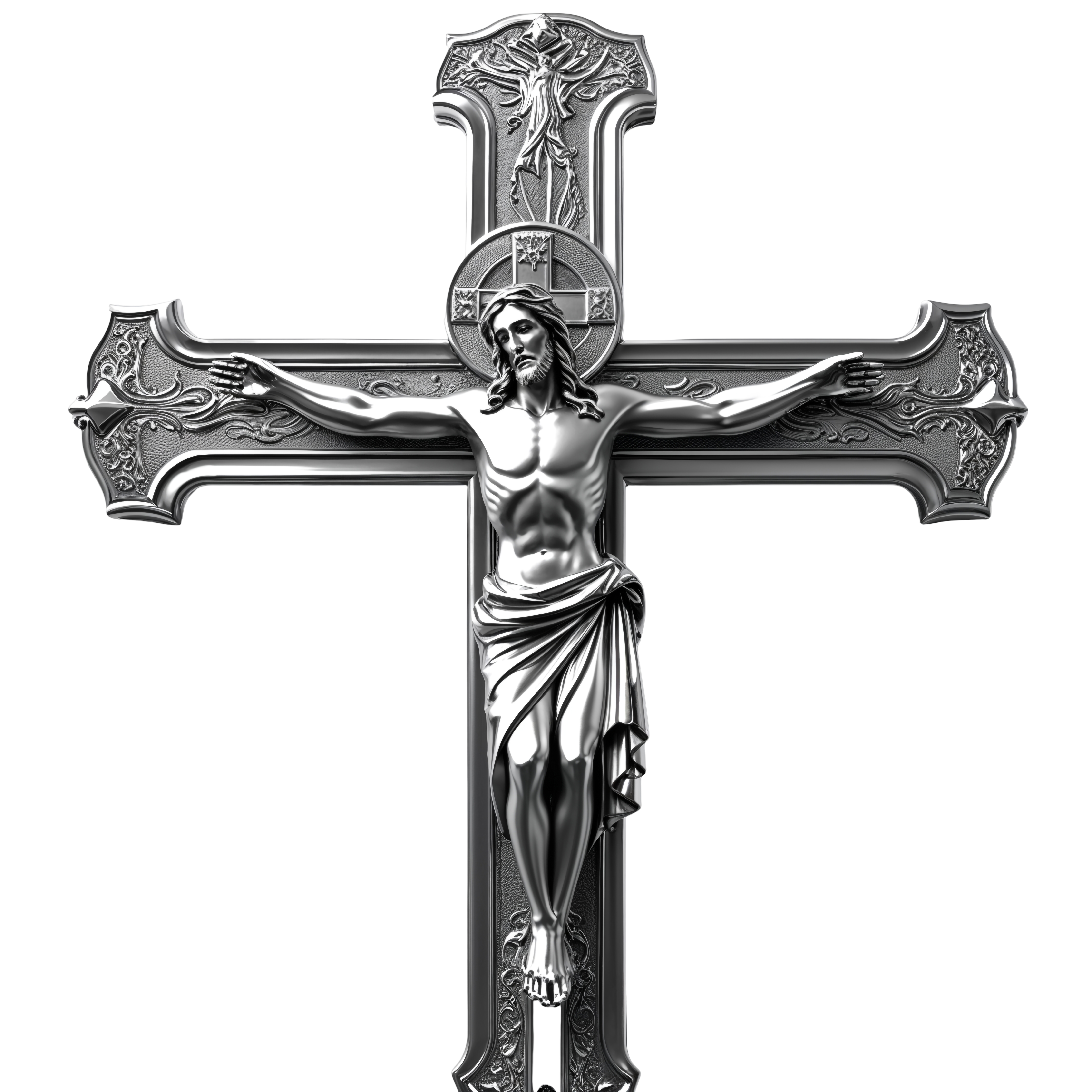 Cross Silver Crucifix PNG Image High-Quality Transparent Clipart