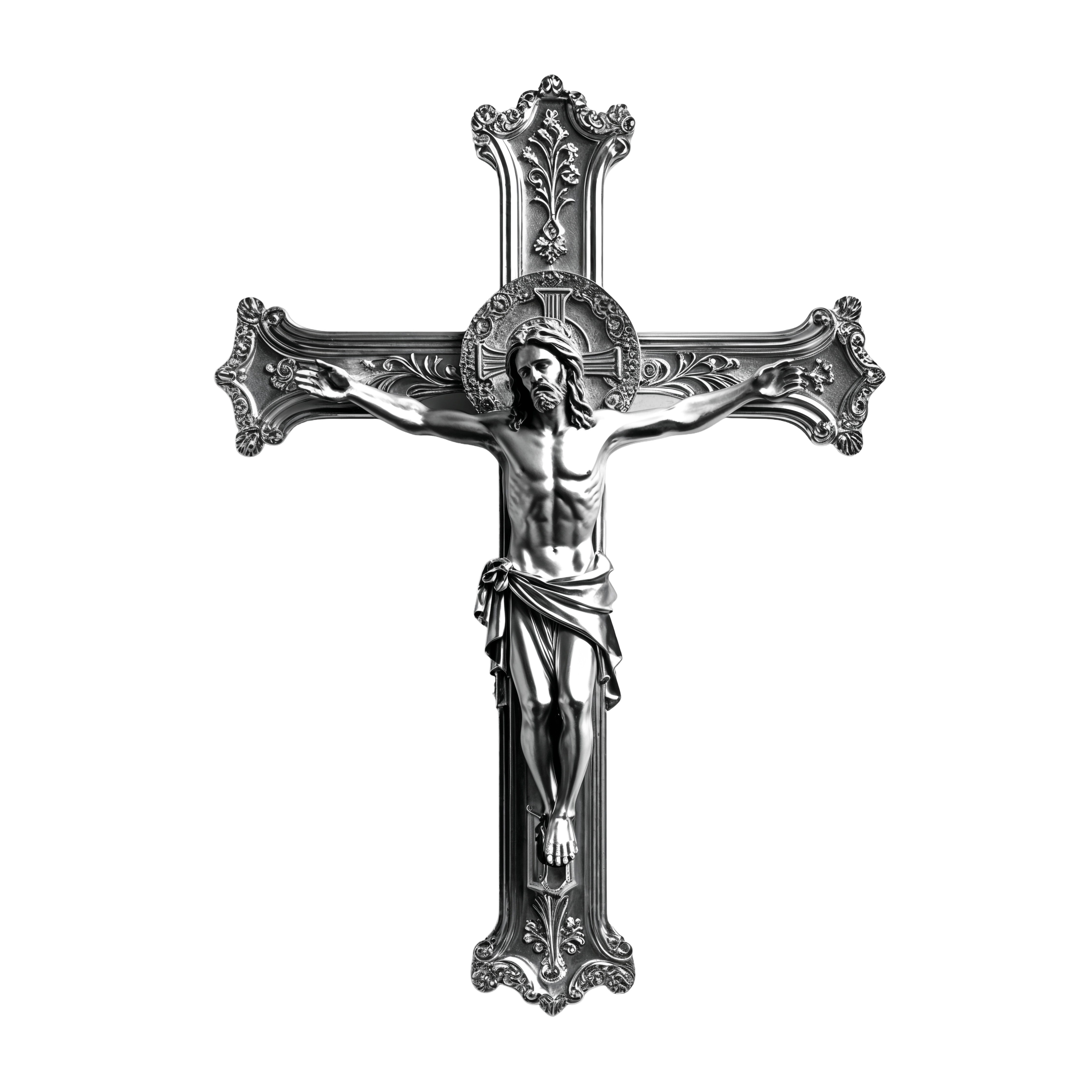Cross Silver Crucifix PNG Transparent Christian Icon No Background