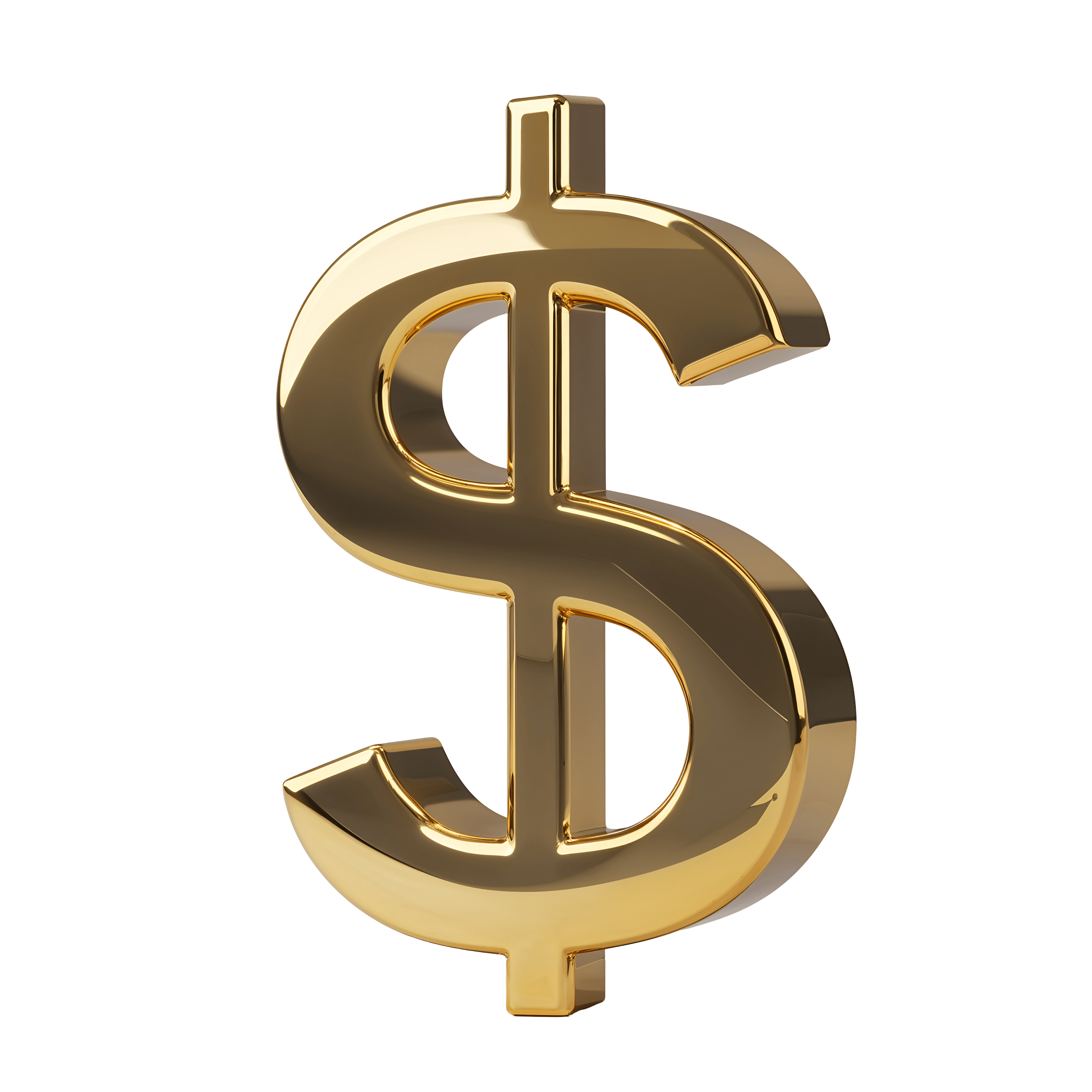 Gold Dollar Sign PNG 3D Realistic Money Symbol Download