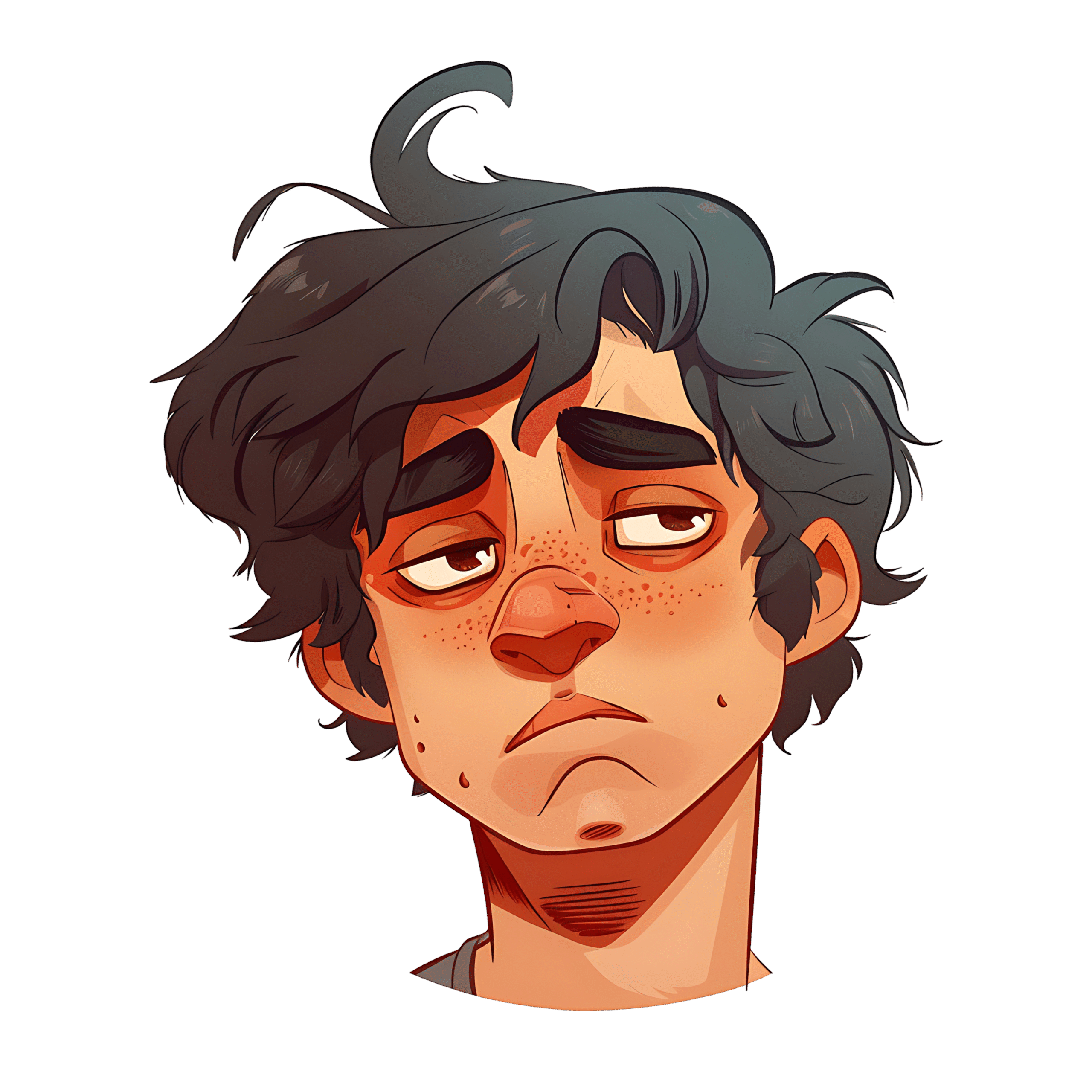 Tired Face Anime PNG Transparent Sad and Exhausted Look