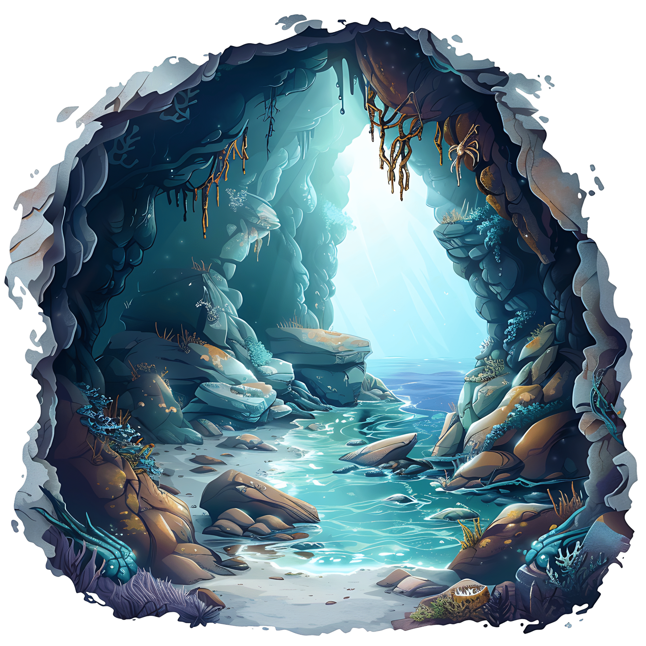 Underwater Cave PNG Free Download Transparent Background